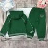 abiti verdi per ragazzo ragazza moda tute per bambini Imposta taglia 100-150 CM 2 pezzi Pullover con cappuccio e pantaloni della tuta tinta unita Sep05