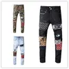 jeans de créateur de luxe pour hommes camouflage déchiré jeans skinny pantalon léopard patchwork pantalon de créateur rivet moto jeans taille américaine 29274f