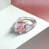 Bröllopsringar rosa för kvinnor modtillbehör Shine Cubic Zircon Stone Engagement smycken droppe 1665