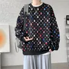 Men's Hoodies Wash Sweatshirts Man Loose Fashion Ripped Hole Graphic Printing Tops Korean Round Neck Oversized Pullover Sweater Male