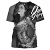 Męskie koszule seksowne tatuaż T-shirt swobodny o kołnierz Super Street Loose Beach Hip Hop Trend