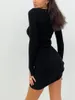 Casual Dresses Women Sexy Knitted Mini Dress Long Sleeve Crewneck Sweater Short Bodycon Ribbed Knit Party