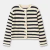 Women's Jackets Women Single Breasted Striped Cardigan Jacket O-Neck Long Sleeve Casual Slim Short Knitted Coat For Ladies 2023 Spring