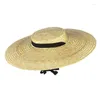 Chapeaux à large bord Femmes Chapeau de plaisancier 12cm 15cm 18cm Paille Plat Été avec ruban blanc noir Cravate Sun Beach Cap