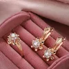 Necklace Earrings Set Kinel 585 Rose Gold Crystal Flower Women Ring Sets Natural Zircon Trend Unusual Creative Wedding Jewelry
