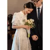 Abbigliamento etnico Yourqipao Cheongsam cinese Abito da sposa tradizionale Abito vintage per sposa Principessa da donna di lunghezza bianca