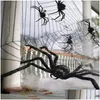 Party Decoration 30Cm/50Cm/75Cm/90Cm/125Cm/150Cm/200Cm Black Spider Halloween Haunted House Prop Indoor Outdoor Nt Decor Drop Delive Dhrwv