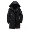 디자이너 겨울 뉴 남자의 긴 흰색 오리 다운 재킷 남성 패션 후드 두꺼운 따뜻한 코트 남성 큰 빨간 블루 블랙 브랜드 의류