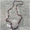 Beaded Necklaces St0265 Boho bijoux mode Long collier 8Mm Agate de feu nouée 40 longueur femmes facettes perles colliers Dr Dhgarden Dhys3