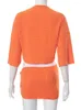ワークドレス2023ストリートウェア2 2ピースドレスセットスカート半袖トップミニスカートマッチオレンジの不規則なスーツ