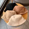 베레트 양면 플러시 버킷 모자 야외 따뜻한 가짜 모피 어부 모자 겨울 + 벨벳 태양 여성