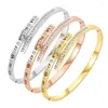 Bangle Fashion Stainless Steel Bracelet Gold-plated Text Female Inlaid Zircon Dislocation Buckle Hand Ornaments