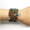 비즈 SN1371 패션 팔찌 여성 고품질 NCE 치유 요가 108 Mala Bracelets Natural African Tuquoise Wood Bead Dhgarden Dht7k