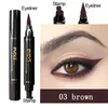 Kombinacja Shadowliner oczu 2 in1 płyn brokatek Eyeliner Znaczek cienki Makeup Czerwony zielony zielony szybki suchy liniowiec 7 Kolor niebieskie brązowe dymne oczy 230911