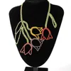 Hänge halsband dvacaman vår sommarfärgade ljusa tulpan dekorativa metallhalsband örhängen för kvinnor