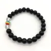 Perlen Sn1211 Neue Ankunft Regenbogen Candy Farbe Armband Matt Schwarz Onyx Energie Klar Kristall Heilung Yoga Großhandel Drop Del Dhgarden Dhnub