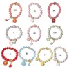 Bracelets de charme Bracelet de perles de cristal pour femmes pendentif fleur élastique réglable 57BD