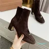 2023-Designer Vrouwen Enkellaars Mode Suède Vrouwen Korte Laars Runway Hoge Hakken Feestjurk Booties Herfst Winter