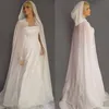 White Ivory Hooded Bridal Cape Women Wedding Cloak Chiffon Long Jacket Plus Wrap Custom Made Formal Bride Bolero303G