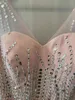 2023 Blush Pink A Line Aseval Dresses Deep v Chiffon Chiffon Crystal Clisteless Cloyveless Length