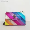 Kvällspåsar Eagle Head Kurt Geiger Bag Rainbow Women Handväska Joining Colorful Cross Body Bag Patchwork Clutch 0228 232759