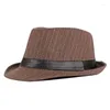 Berets British Style Striped Men's Casual Black Fedoras Formal Hat Retro Bowler Jazz Top Classic Gentleman Cap Chapeau