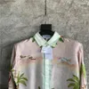 Casablanca Beach Wave flag Satin painted shirt Hawaiian loose printed silk long sleeved shirt255s