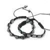 Link Bracelets Fashion Natural Hematite Stone Gold Silver Black Men's Adjustable No Magnetism Beads Jewelry Ornaments For Daily Wear