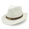 Berets Fashion Straw Słomka mężczyźni Western Cowboy Hat z Roll Up Brim for Summer Beach Sun Sombrero Cap Billycock Caps Good Pakiet