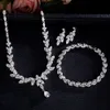 Ensembles de bijoux de mariage ZAKOL luxe brillant zircone feuille collier boucles d'oreilles anneaux Bracelets ensemble pour femmes CZ goutte mariée 230909