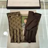 New Women Designer Mitten Sheepskin Gloves Winter Genuine Leather Brands Fingers Glove Warm Cashmere Inside Touch Screen