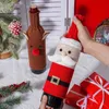 Zestaw wina Santa Santa Claus Snowman Deer Cartoon Xmas Wine Bottle Cover Wesołych Świątecznych stolików