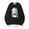 Men's OFF W designer fashion hoodie 2023 spring and autumn new off ow Mona Lisa series round neck sweater for men and women