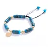 Pedra natural aquamarine ametista grânulo pulseira pilar ajustável pedra frisado pulseiras para mulheres moda jóias