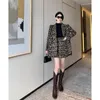 Two Piece Dress UNXX Autumn Winter 2 Pcs Set Leopard Print Color Faux Fur LOOSE Coat Women Long Thick Warm Jackets High Waist Skirt Suit