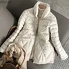 Men's Down Parkas Women's Autumn Winter Lightweight Jacket Women Stand Collar Plaid White Duck Coat Female Light Elegant Outwear 220930 HKD230911