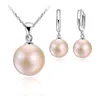 Necklace Earrings Set GIMIE Luxury Shiny Pearl 925 Silver Needle Pendant Earring & Nice Romantic Gift For Lover/Girlfriend