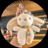 Plush Keychains Creative Cartoon Long Ear Rabbit Keychain Doll Pendant Ryggsäck Tillbehör SCARF Fashion Toy Girl Gift 230911