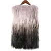 Women's Fur Women Winter Clothes Gradually Changing Colors Imitation Waistcoat Faux Vest Coat