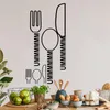 Stickers muraux 6pcs cuisine fourchette cuillère couteau UMMMM autocollant salle à manger outils de cuisine décalcomanie restaurant décor à la maison