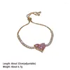 Link Bracelets Luxury Fashion Love Heart Zirconia Bling Cubic Zircon Tennis Bracelet For Women Valentine's Day Jewelry Gift
