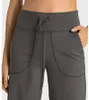 Yoga softstreme pantolon lu-69 split-hem kadınların tozlukları çekiliş elastik bel hizası jogger pantolonlar bacakları gösterir yoga fitness263f
