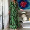 Casual Kleider Frauen Maxi Kleid V-ausschnitt Langarm Elegante Frauen Plissee Hohe Taille Rüschen Nähte Lose Für Alle