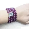 Perlé Sn1231 Mode Claret Agate Bracelet Haute Qualité Femmes Yogi Collier 4 Wrap Méditation Bijoux Drop Livraison Bracele Dhgarden Dhelx