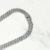 19mm Diamond Prong Monaco Chain in White Gold Iced Out Bussed Down Hip Hop Jewelry for Rappers 925 Solid Silver