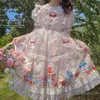 Sıradan elbiseler anbenser vintage kawaii parti prenses lolita elbise jsk japon tatlı sevimli kız baskı yumuşak spagetti kayış