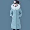 Women's Trench Coats White Duck Down Coat 90% Women Large Size Long Hooded Fur Collar Jacket Female 202 Winter Korean Slim Parkas