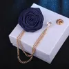 Pins Broches Coreano Noivo Casamento Broches Pano Arte Feito à Mão Rosa Flor Broche Lapela Pin Badge Tassel Chain Masculino Terno Acessórios 230909