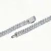 8mm Diamond Prong Cuban Chain in White Gold Iced Out Bused Down Hip Hop Jewelry for Rappers 925 Solid Silver