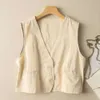 Sommaren 100% bomullsled Vest Loose Casual Womens ytterkläder